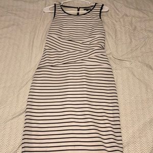 WORN ONCE, black & shite stripe dress, size M